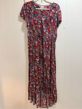 Knox Rose Floral High-Low Dress in Navy, Red, Pink, Yellow